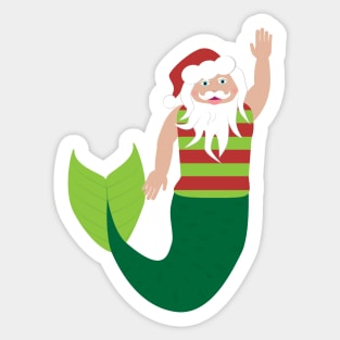 Merman Santa Sticker